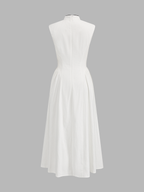 Linen Blend Sleeveless Keyhole Maxi Dress