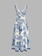 Tropical Print Cutout Sleeveless Maxi Dress
