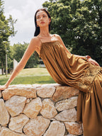 Floral Lace Panel Tiered Maxi Slip Dress