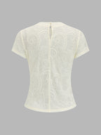 Semi-Sheer Paisley Short Sleeve Top