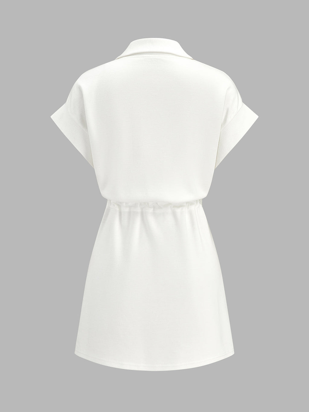 Half Zip Polo Drawstring Waist Mini Dress