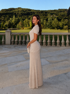 Short Sleeve Crochet Knit Mermaid Maxi Dress