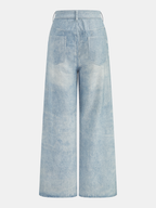 Flower Pattern Straight Leg Denim Pants
