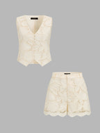Guipure Lace Two Piece Shorts Set