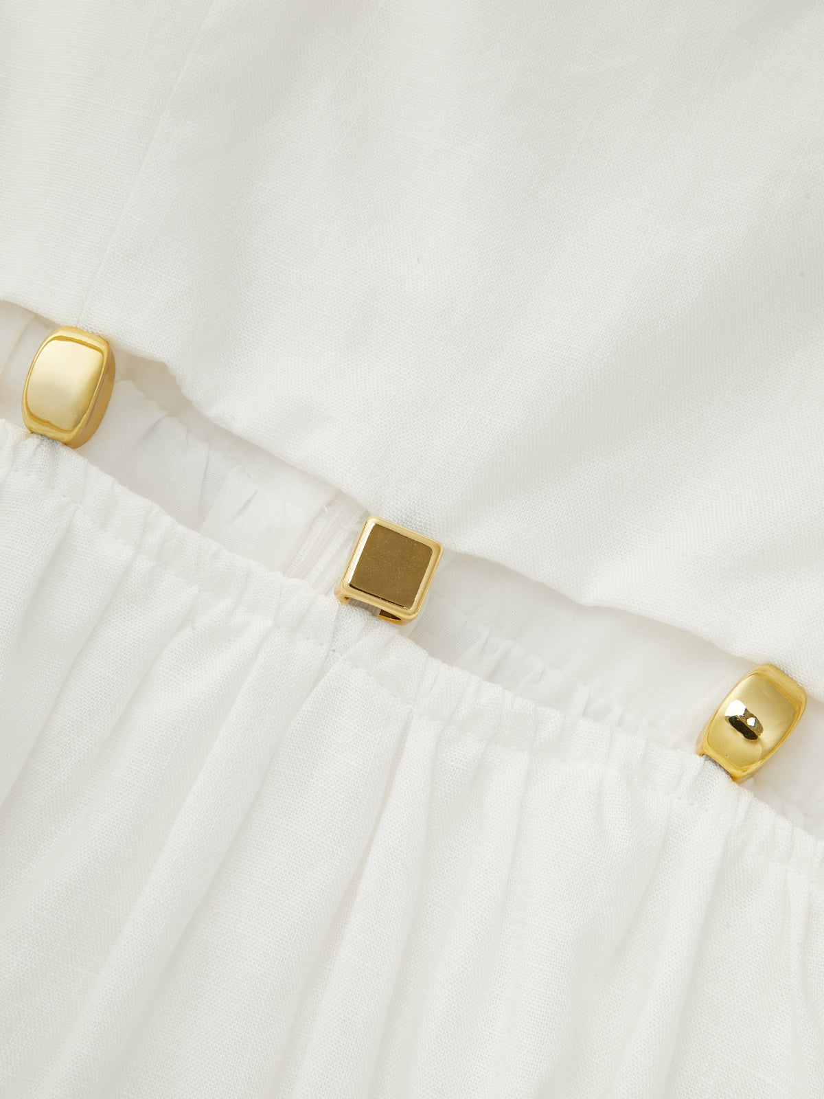 Metal Detail Cutout Linen Blend Midi Dress