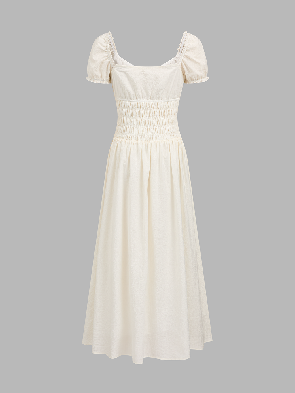 Puff Sleeve Smocked Midi Dress