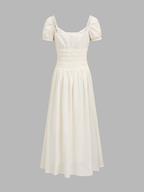 Puff Sleeve Smocked Midi Dress