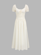 Puff Sleeve Smocked Midi Dress