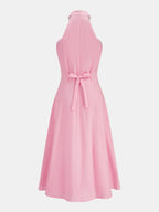 Crisscross Halter Cotton Linen Maxi Dress