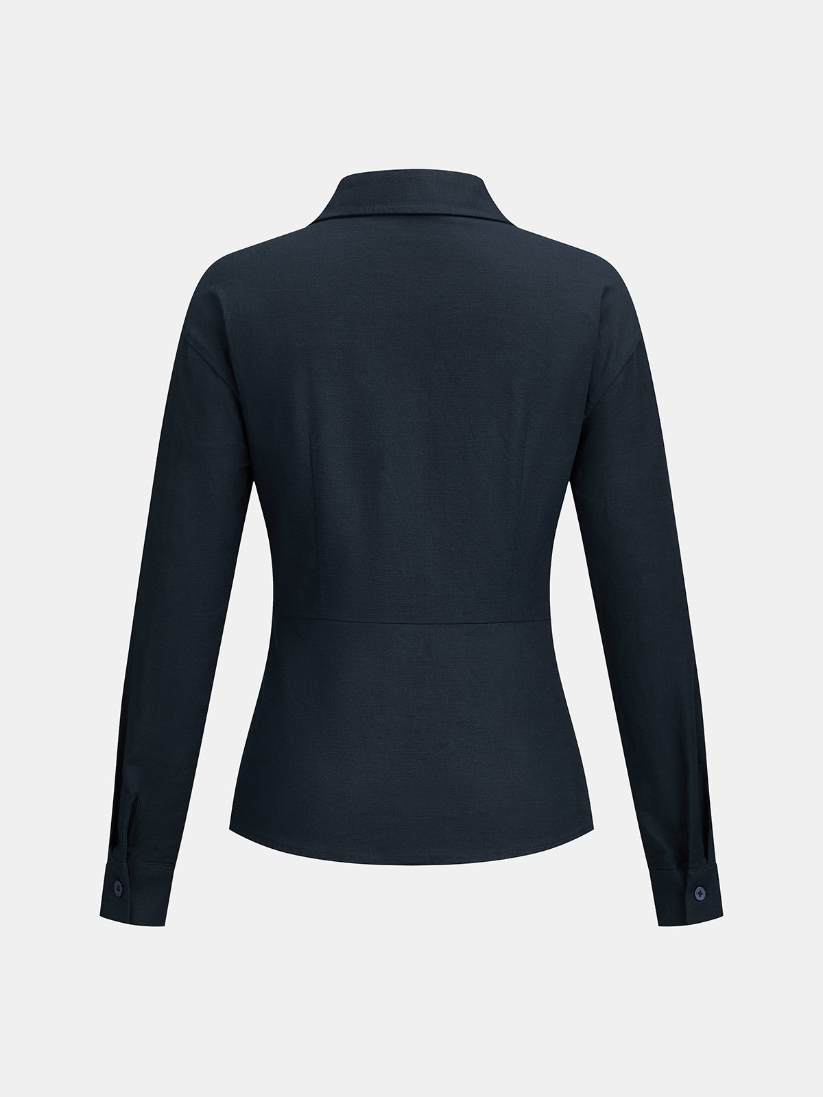 Ruched Waist Collared Wrap Blouse