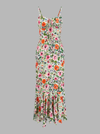 Multicolor Floral Print Mermaid Midi Dress