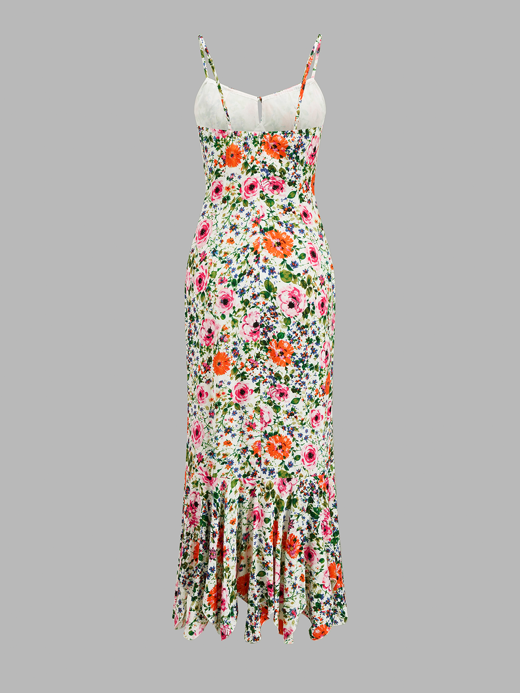 Multicolor Floral Print Mermaid Midi Dress