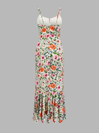 Multicolor Floral Print Mermaid Midi Dress