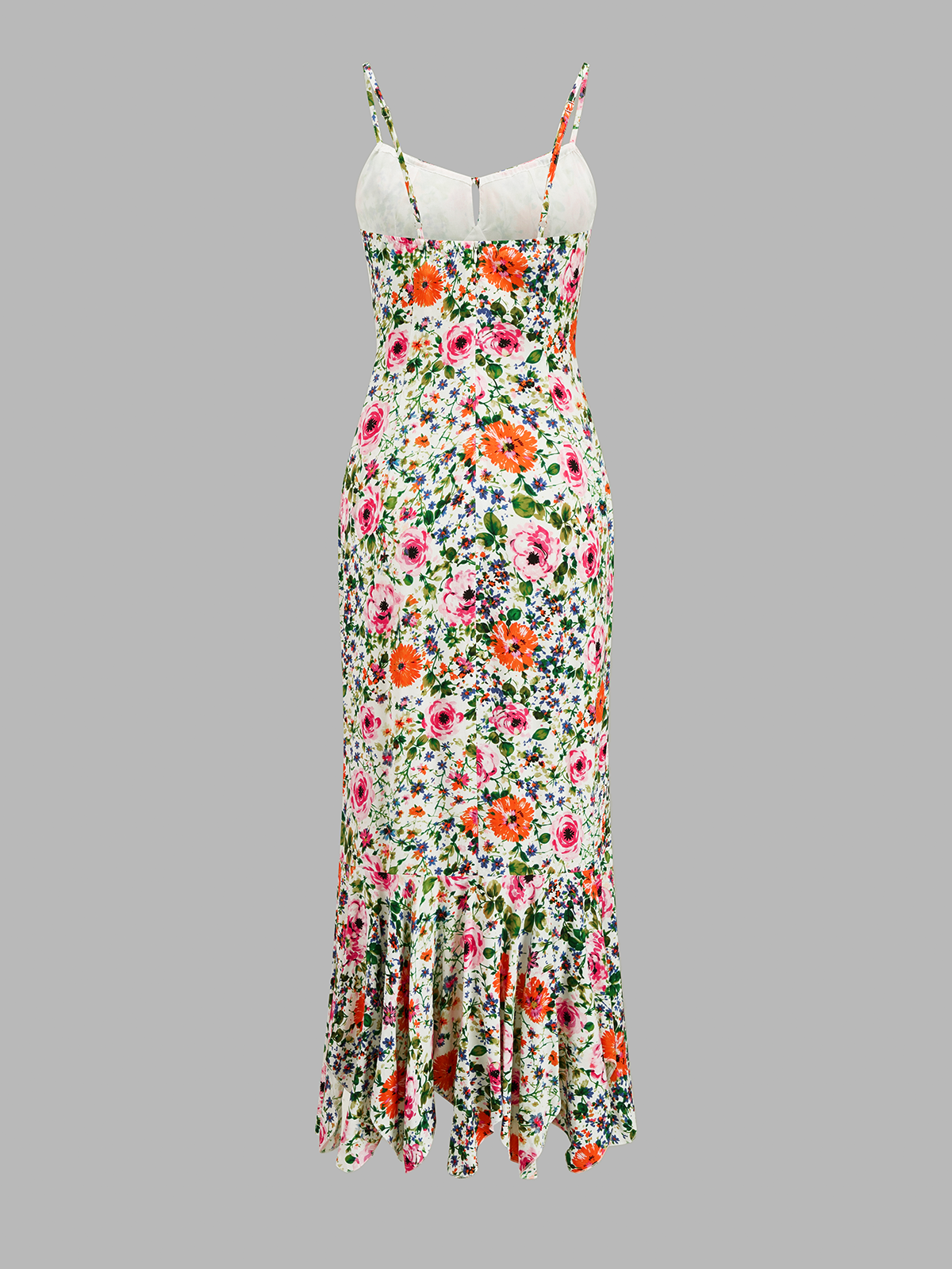 Multicolor Floral Print Mermaid Midi Dress