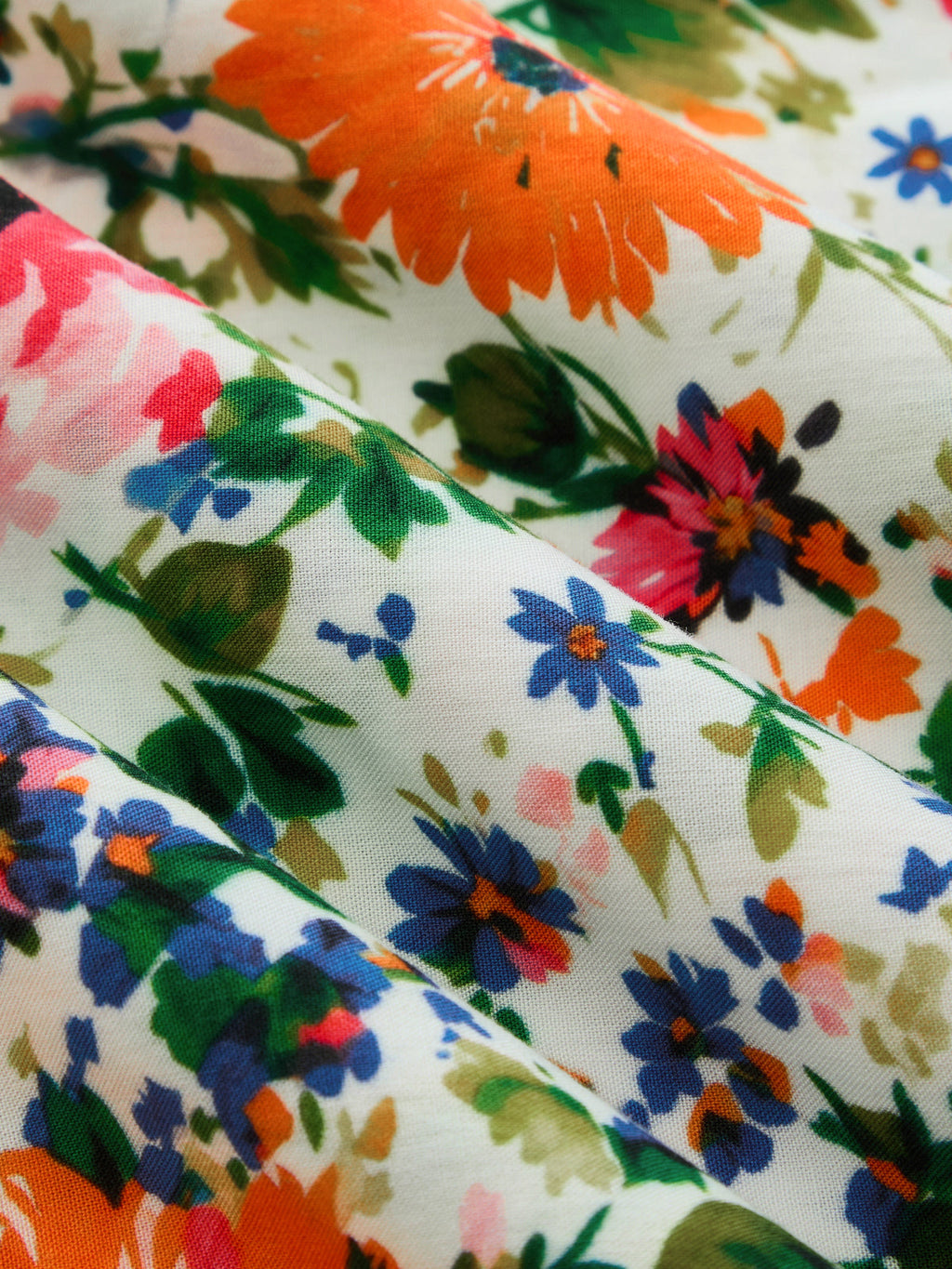 Multicolor Floral Print Mermaid Midi Dress