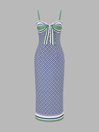 Geometric Print Tie-Front Slit Maxi Slip Dress