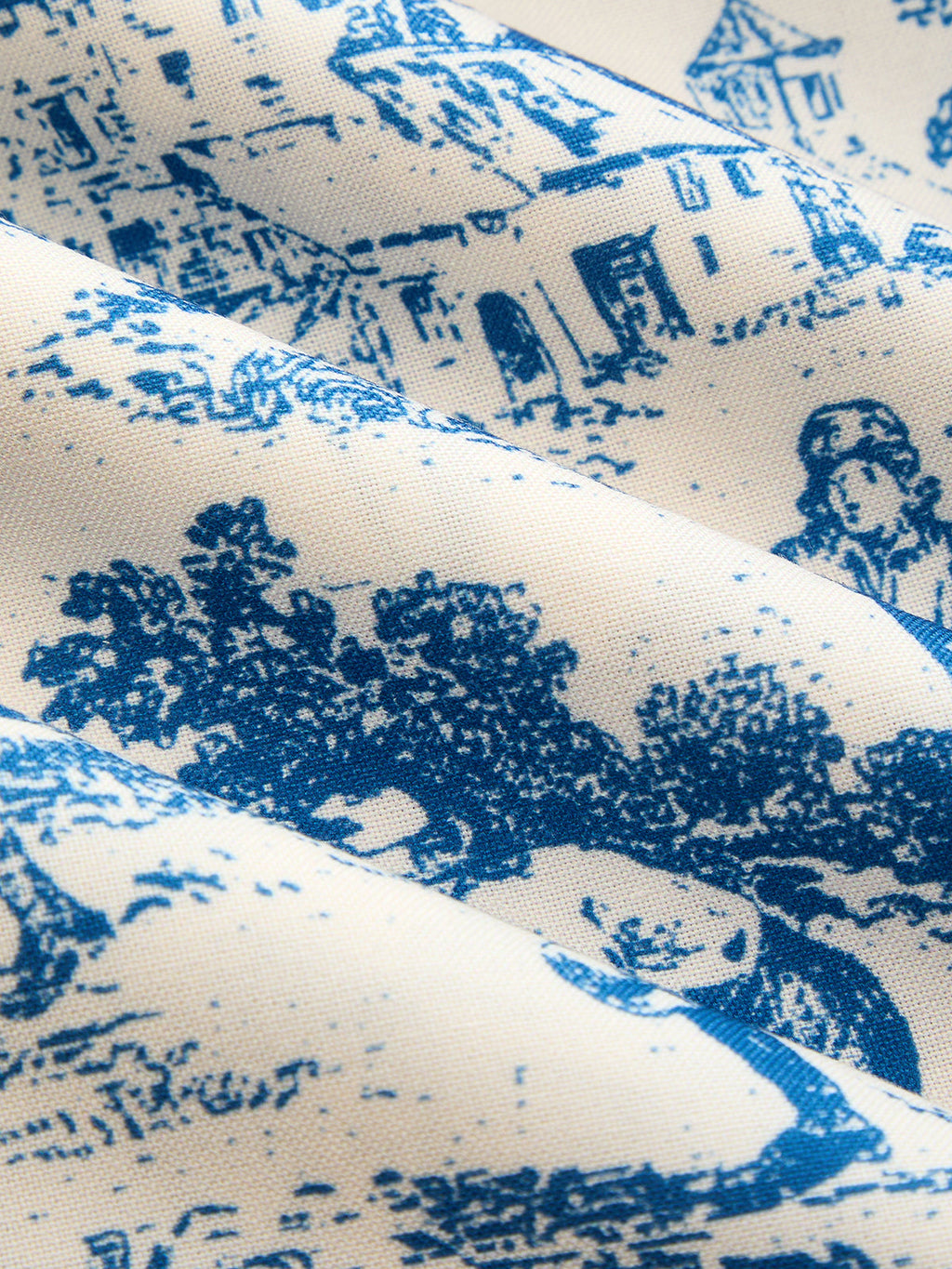 Toile Print Pleated Wide Leg Pants