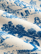 Toile Print Pleated Wide Leg Pants