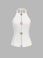 Textured Halter Cutout Top & Mini Skirt Set