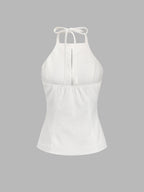 Textured Halter Cutout Top & Mini Skirt Set