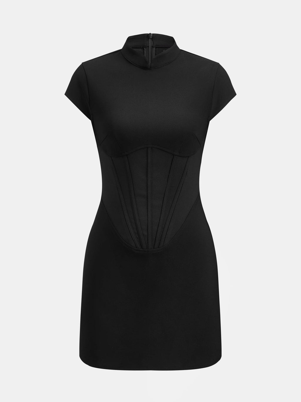 Mandarin Collar Corset Bodycon Mini Dress