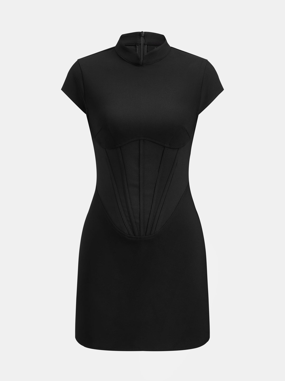 Mandarin Collar Corset Bodycon Mini Dress