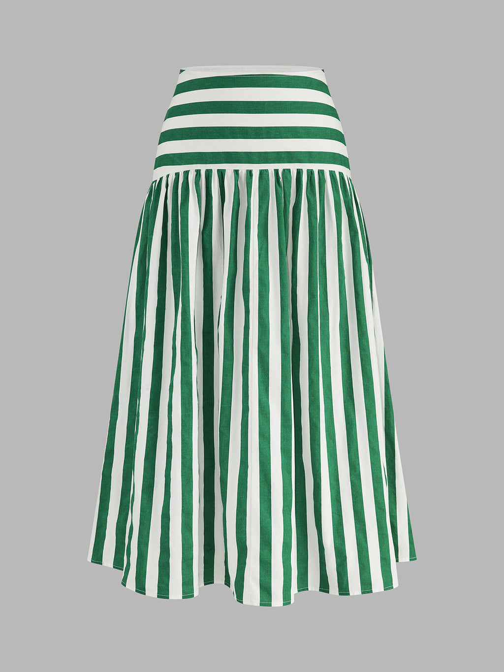 Striped Cotton Two Piece Midi Skirt Set