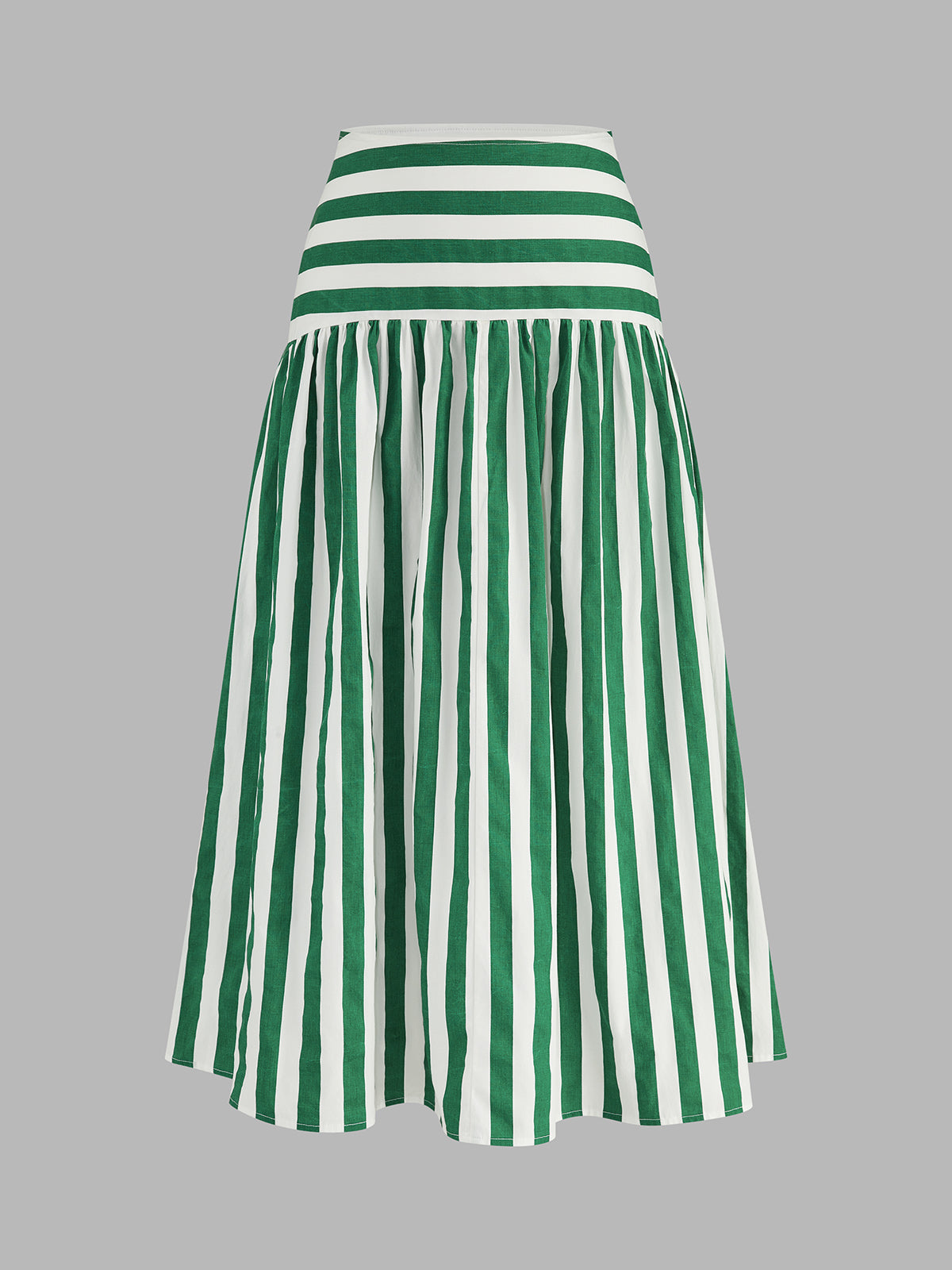 Striped Cotton Two Piece Midi Skirt Set