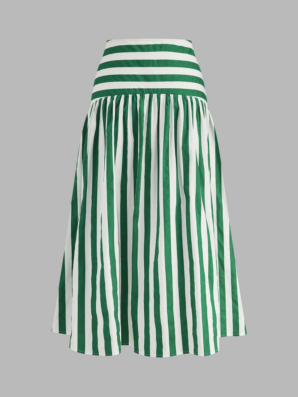 Striped Cotton Two Piece Midi Skirt Set