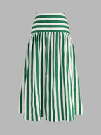Striped Cotton Two Piece Midi Skirt Set