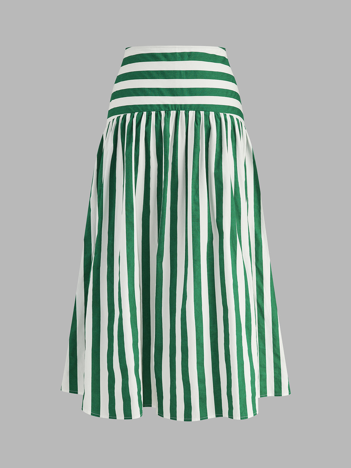 Striped Cotton Two Piece Midi Skirt Set