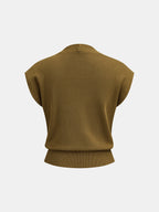 Wrap V Neck Sleeveless Knit Top