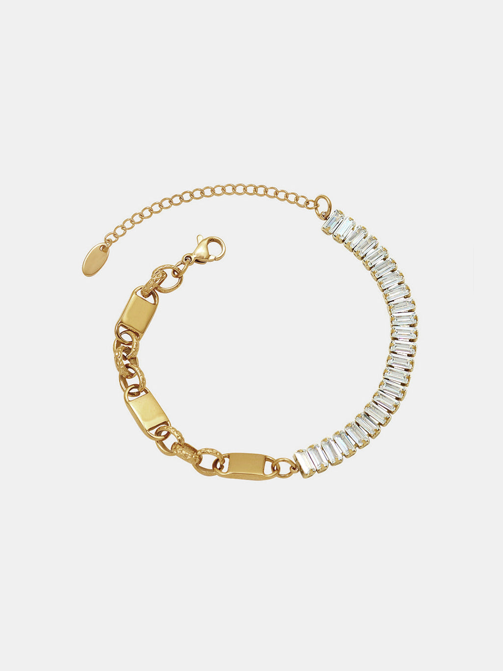 Baguette Zircon Mixed Chain Bracelet