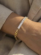 Baguette Zircon Mixed Chain Bracelet