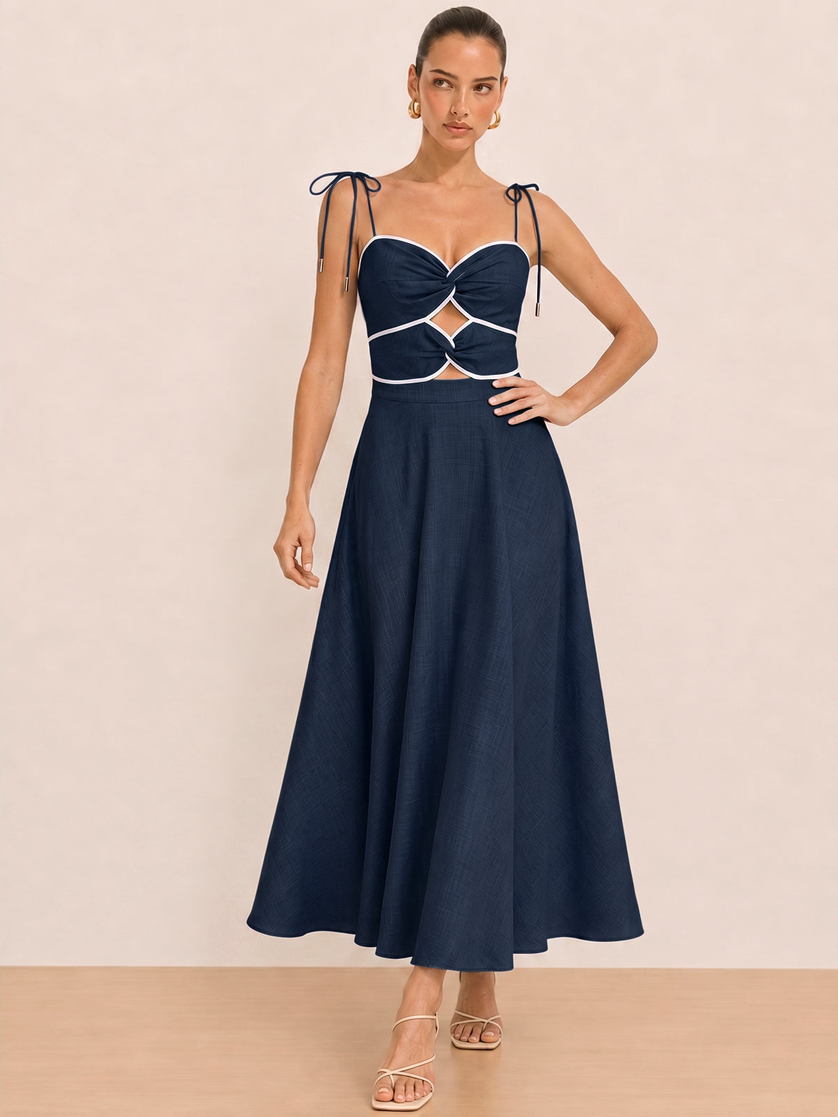 Cutout Tie Strap Maxi Dress