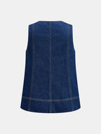 V Neck Beaded Denim Vest & Shorts Set