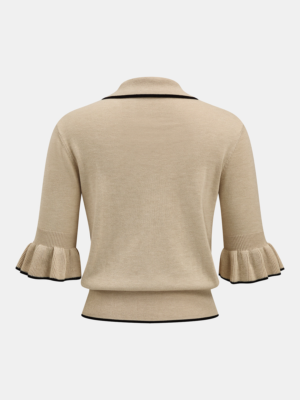 Contrast Trim Ruffle Knit Top