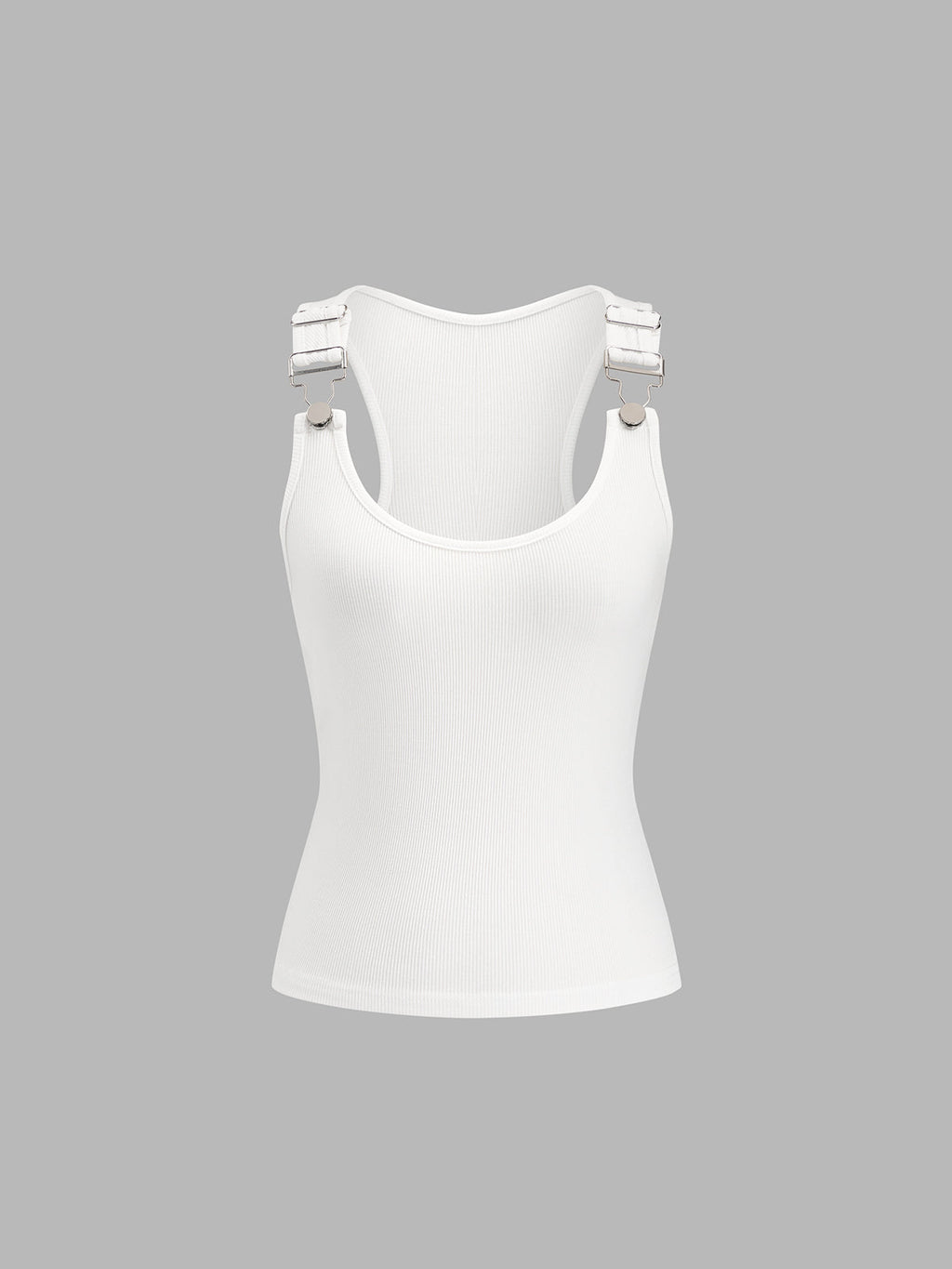 Ribbed Buckle Strap Tank Top