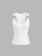 Ribbed Buckle Strap Tank Top