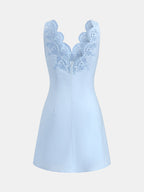 Linen Blend Embroidered Sleeveless Mini Dress