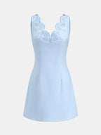 Linen Blend Embroidered Sleeveless Mini Dress