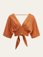Cotton & Linen Criss-Cross Front Blouse