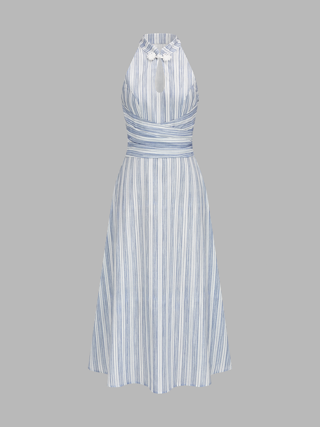 Striped Halter Flowy Maxi Dress