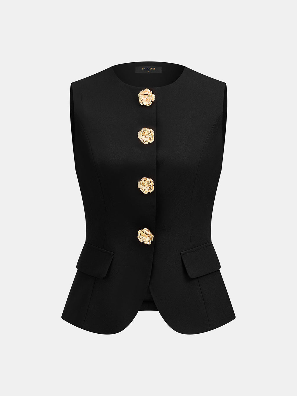 Flower Button Sleeveless Vest & Pants Set