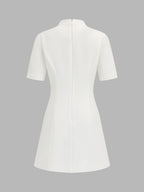 Frog Button V Neck Mini Dress
