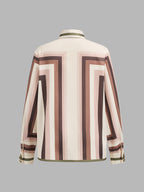 Geometric Print Tie Neck Shirt & Pants Set