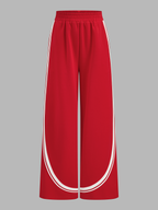 Curved Stripe Elastic Waist Wide Leg Pants
