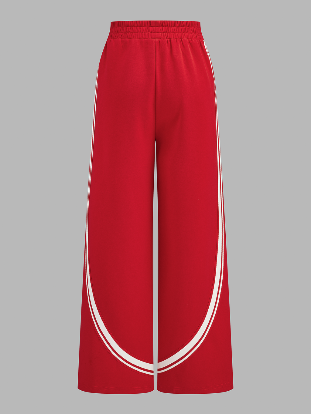 Curved Stripe Elastic Waist Wide Leg Pants