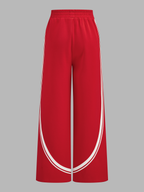 Curved Stripe Elastic Waist Wide Leg Pants