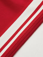 Curved Stripe Elastic Waist Wide Leg Pants